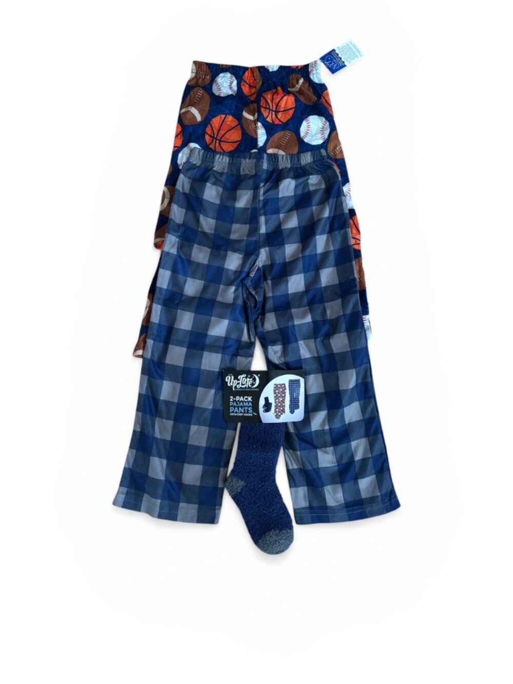 Up-Late Boys 2 Pack Pajama Pants with Cozy Socks Size Small (4/5)
